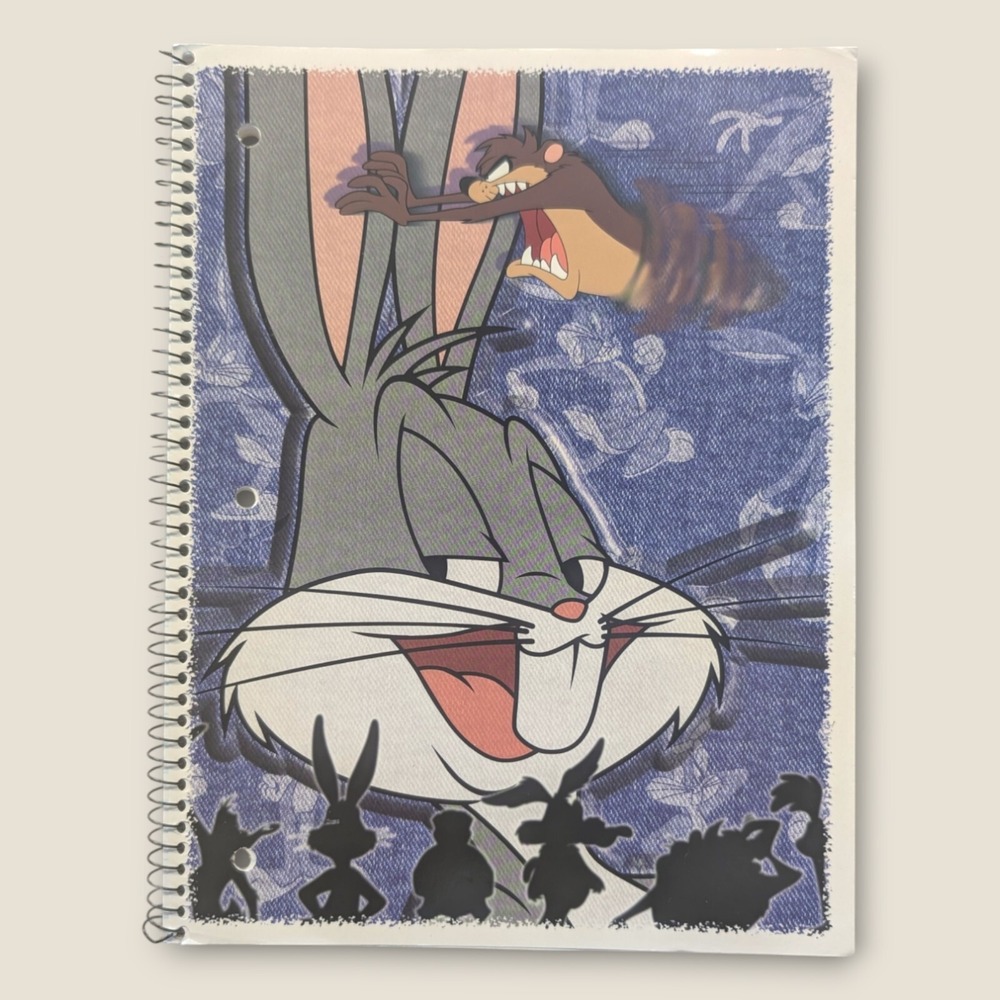 Vintage 1998 Looney‎ Tunes 10.5" Bugs Bunny Notebook 60 Sheets Wide Rule
